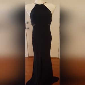 XSCAPE Formal Black Dress with Copper Neckline